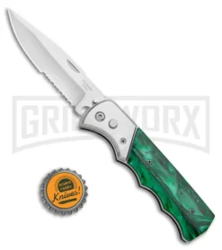 Super Knife Dingo Green Acrylic Automatic Knife - Satin Serr 7 Super Knife Dingo Green Acrylic Automatic Knife - Satin Serr -Knife Sale Shop Super Knife Dingo Green Acrylic Automatic Knife Satin Serrated GX 33704 ns bottlecap large