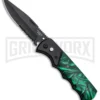 Super Knife Dingo Green Acrylic Automatic Knife - Black Serr