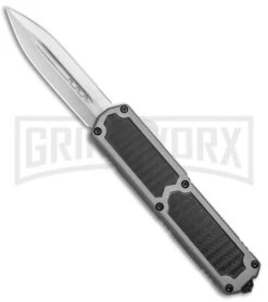 Titan Gray D/A OTF Sim Carbon Fiber Automatic Knife - Dagger Satin Plain