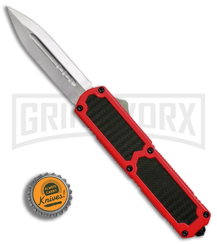 Titan Red D/A OTF Sim Carbon Fiber Automatic Knife - Dagger Satin 4 Titan Red D/A OTF Sim Carbon Fiber Automatic Knife - Dagger Satin - Image 4