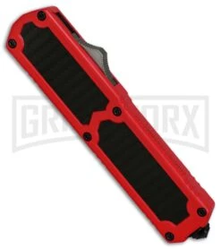 Titan Red D/A OTF Sim Carbon Fiber Automatic Knife - Dagger Satin 6 Titan Red D/A OTF Sim Carbon Fiber Automatic Knife - Dagger Satin -Knife Sale Shop Titan Red DA Sim CF dagger satin serr BP 25633 er spine large