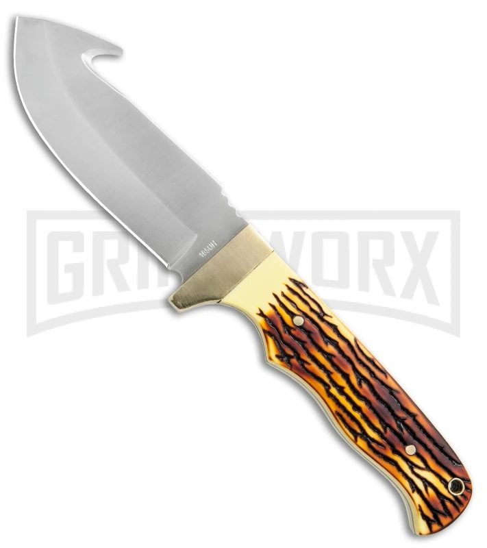 Uncle Henry Guthook Delrin Stag Fixed Blade - Satin Plain 1 Uncle Henry Guthook Delrin Stag Fixed Blade - Satin Plain