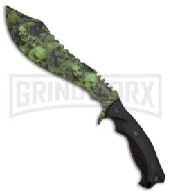 Z-Hunter Devastation Black Machete Fixed Blade Knife - Green Plain