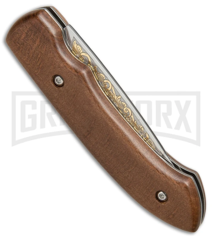 Zlatoust Walnut Wood Russian Automatic Knife (3.5" Mirror) 3 Zlatoust Walnut Wood Russian Automatic Knife (3.5" Mirror) - Image 3