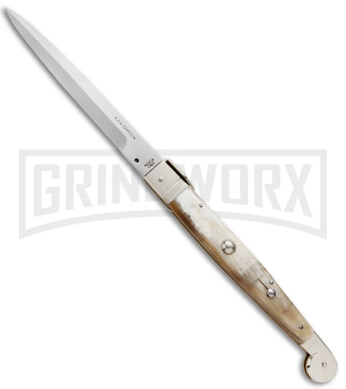 A.G.A. Campolin 16" Honey Horn Sicilian Picklock Automatic Knife - Bayonet 1 A.G.A. Campolin 16" Honey Horn Sicilian Picklock Automatic Knife - Bayonet