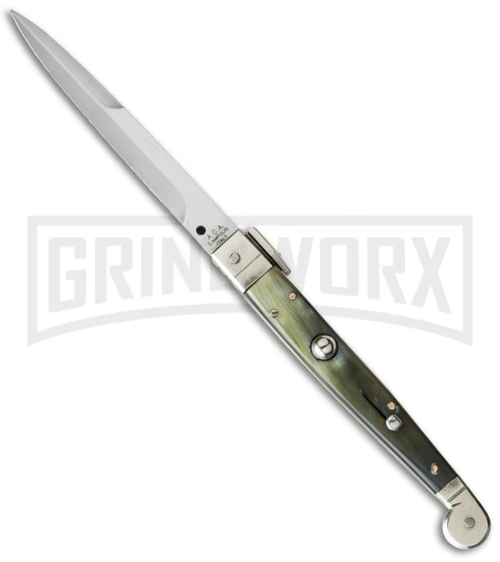 A.G.A. Campolin 9" Sicilian Brazilian Horn Picklock Automatic Knife - Bayonet 1 A.G.A. Campolin 9" Sicilian Brazilian Horn Picklock Automatic Knife - Bayonet