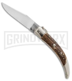 A.G.A. Campolin Catalana Ring Pull Stag Automatic Knife - Polish Plain