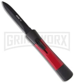 AKC Concord Black/Red OTF Automatic Knife - Dagger Black Plain