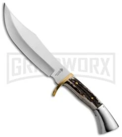 American Hunter Hunting Stag Horn Fixed Blade Knife - Satin Plain