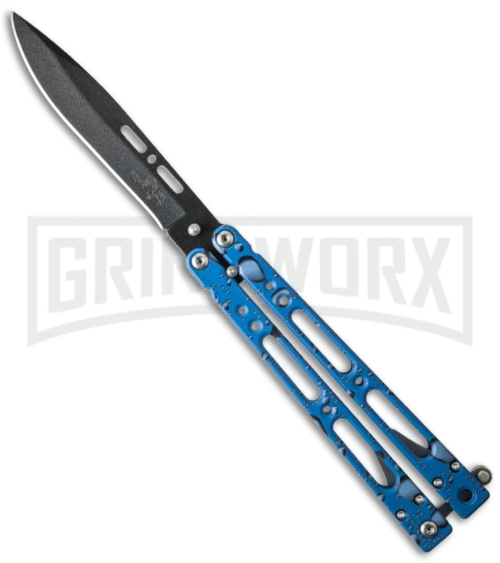 Bear OPS Bear Song IV Blue Raindrop Butterfly Knife - Black Plain 1 Bear OPS Bear Song IV Blue Raindrop Butterfly Knife - Black Plain