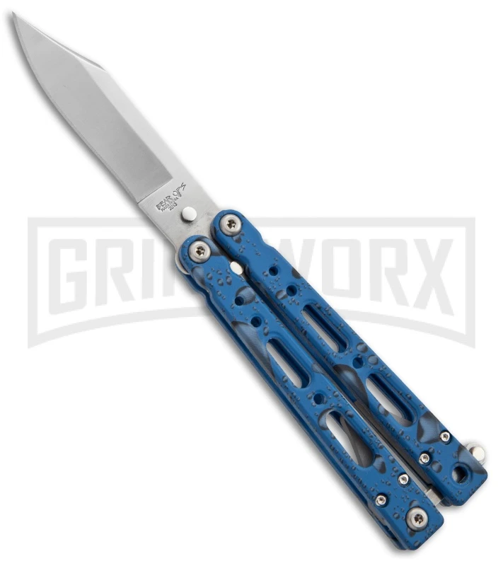 Bear OPS Bear Song IV Blue Raindrop Butterfly Knife - Satin Plain 1 Bear OPS Bear Song IV Blue Raindrop Butterfly Knife - Satin Plain