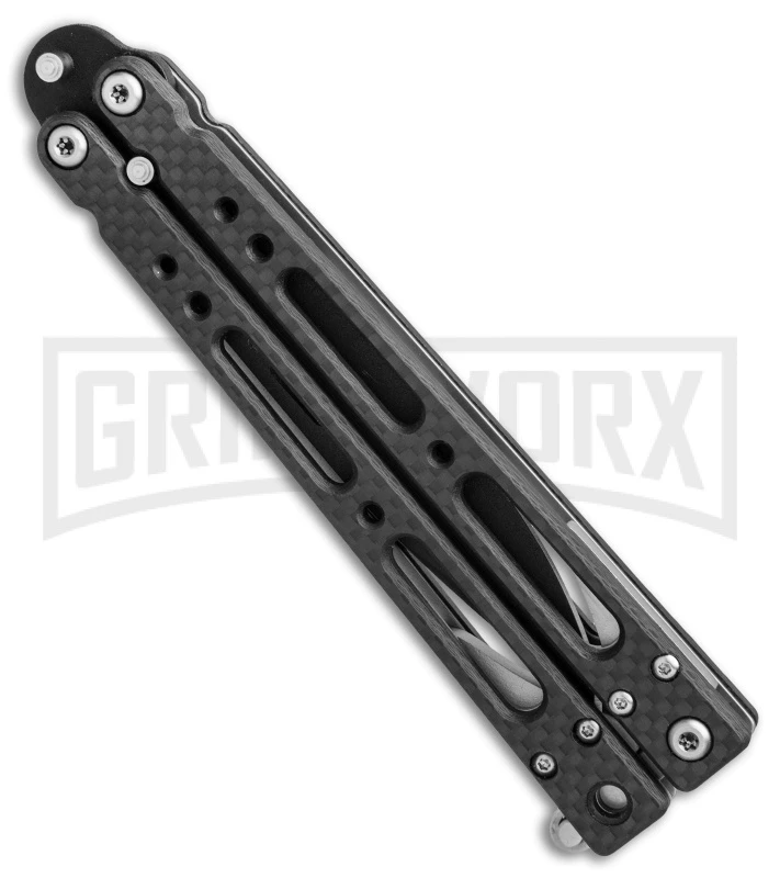 Bear OPS Bear Song IV Carbon Fiber Balisong Butterfly Knife - Black Plain 2 Bear OPS Bear Song IV Carbon Fiber Balisong Butterfly Knife - Black Plain - Image 2
