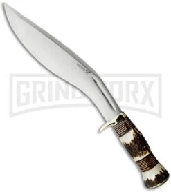 Blackjack Knives Kukri Stag Fixed Blade Knife - Satin Plain