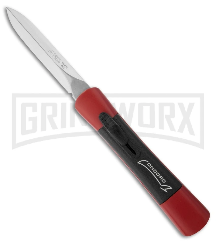 AKC Concord Red/Black OTF Automatic Knife - Dagger Satin Plain 1 AKC Concord Red/Black OTF Automatic Knife - Dagger Satin Plain