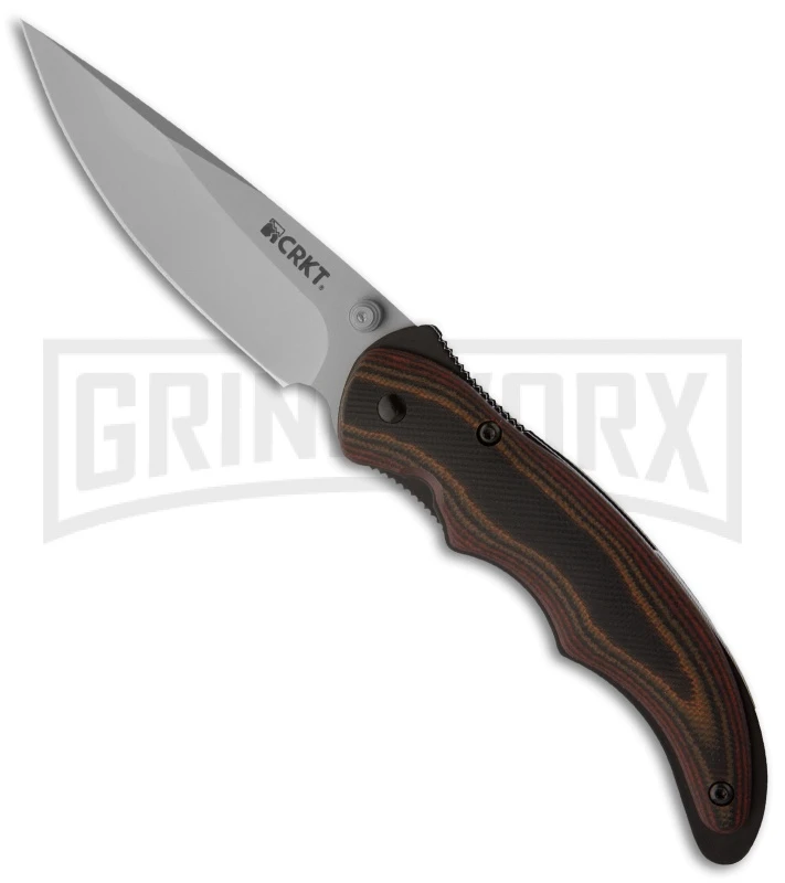 CRKT Endorser OutBurst Brown/Black G-10 Spring Assisted Knife - Satin Plain 1 CRKT Endorser OutBurst Brown/Black G-10 Spring Assisted Knife - Satin Plain