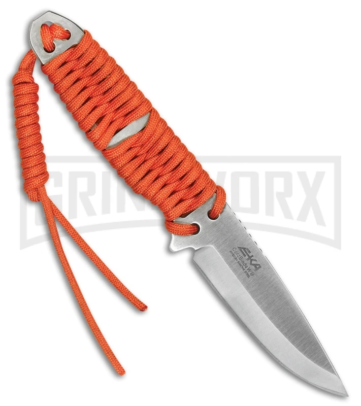 EKA W9 Orange Cord Fixed Blade Knife - Satin Plain 1 EKA W9 Orange Cord Fixed Blade Knife - Satin Plain