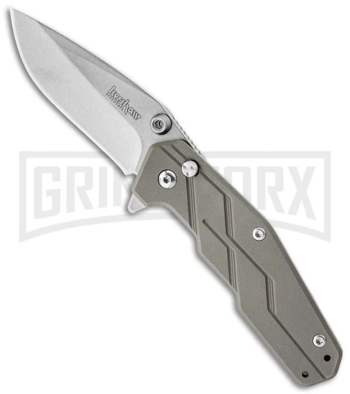 Kershaw Dimension Titanium Assisted Opening Knife - Stonewash Plain 1 Kershaw Dimension Titanium Assisted Opening Knife - Stonewash Plain