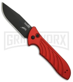 Kershaw Emerson Launch 5 Red Automatic Knife - Black Plain