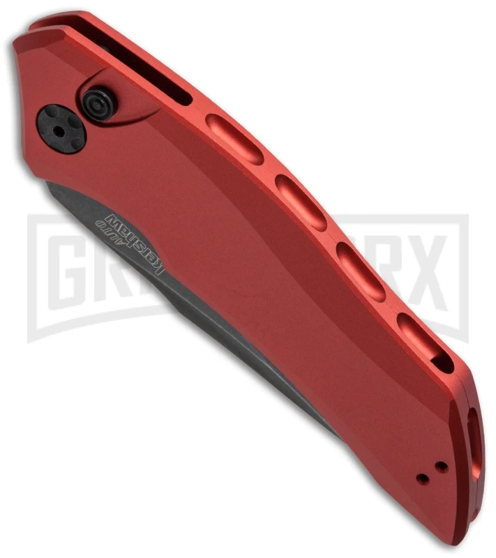Kershaw Launch 1 Red Aluminum Automatic Knife - Blackwash Plain 2 Kershaw Launch 1 Red Aluminum Automatic Knife - Blackwash Plain - Image 2