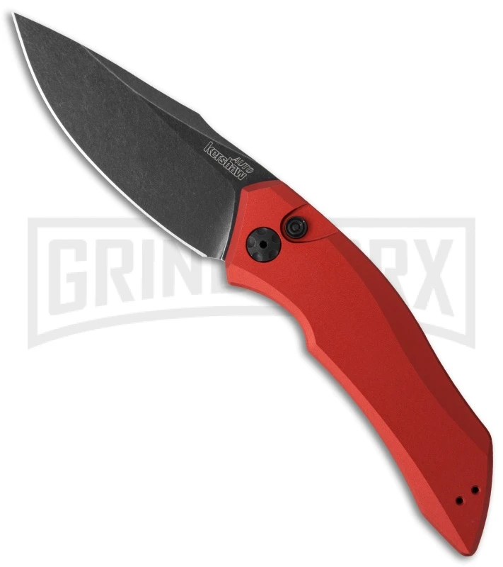 Kershaw Launch 1 Red Aluminum Automatic Knife - Blackwash Plain 1 Kershaw Launch 1 Red Aluminum Automatic Knife - Blackwash Plain
