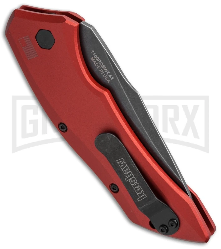 Kershaw Launch 1 Red Aluminum Automatic Knife - Blackwash Plain 3 Kershaw Launch 1 Red Aluminum Automatic Knife - Blackwash Plain - Image 3