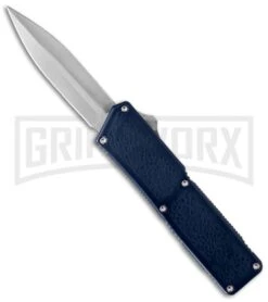 Lightning Blue D/A OTF Automatic Knife - Satin Dagger Plain