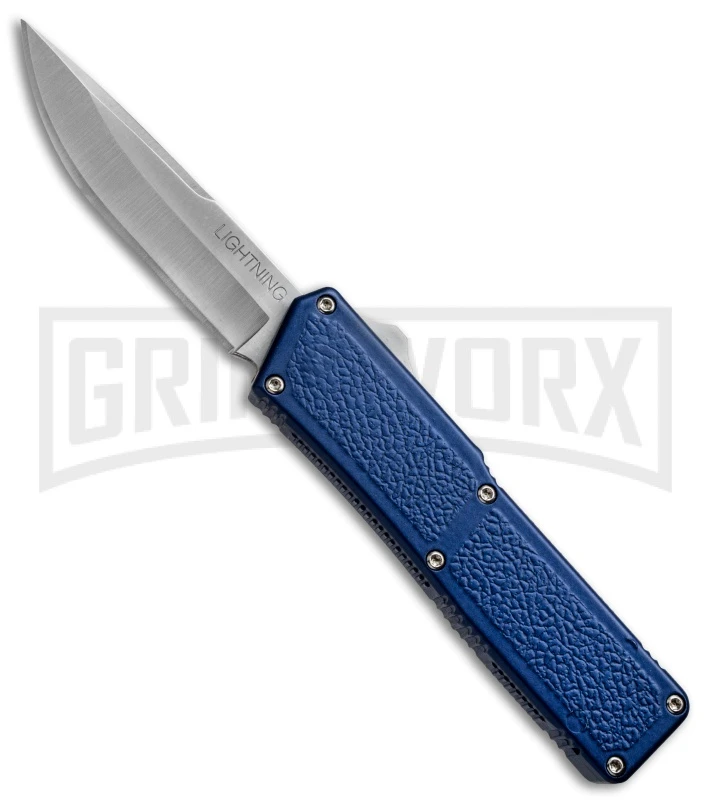 Lightning Blue D/A OTF Automatic Knife - Satin Plain 1 Lightning Blue D/A OTF Automatic Knife - Satin Plain