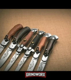 8" Medteh Russian Leverlock Light Wood Stiletto Automatic Knife - Satin Plain -Knife Sale Shop meditex stiletto leverlock variety dl large