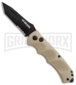 Schrade Extreme Survival Tan Automatic Knife - Tanto Black Serr