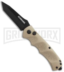 Schrade Extreme Survival Tan Automatic Knife - Tanto Black Plain