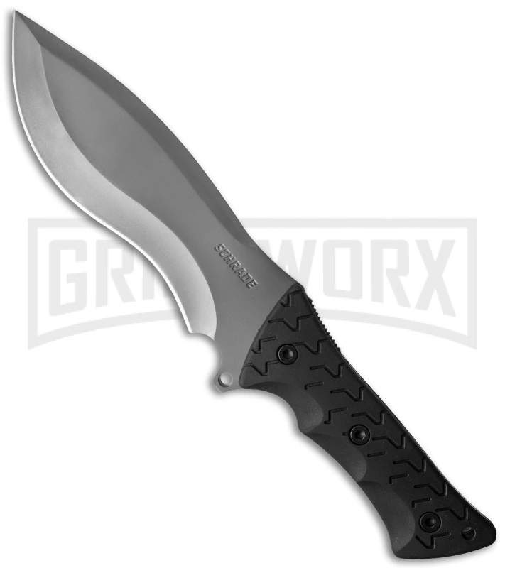 Schrade Large Black TPE Fixed Blade Knife - Titanium Plain 1 Schrade Large Black TPE Fixed Blade Knife - Titanium Plain