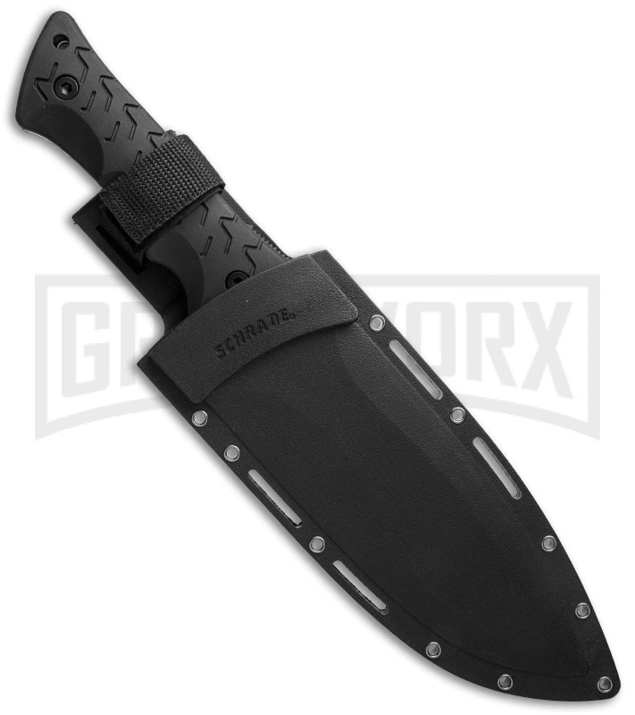 Schrade Large Black TPE Fixed Blade Knife - Titanium Plain 2 Schrade Large Black TPE Fixed Blade Knife - Titanium Plain - Image 2