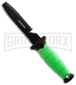 Schrade Water Rat Green Fixed Blade Dive Knife - Black Serr