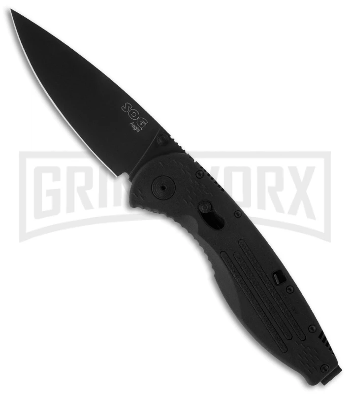 SOG Knives Aegis Black Spring Assisted Knife - Black Plain 1 SOG Knives Aegis Black Spring Assisted Knife - Black Plain