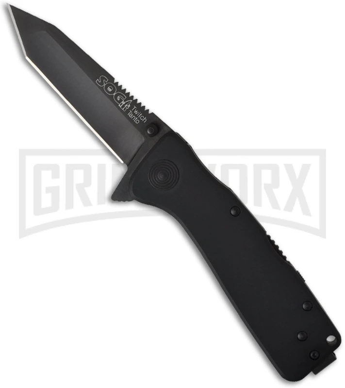 SOG Twitch XL Black Spring Assisted Knife - Tanto Black Plain 1 SOG Twitch XL Black Spring Assisted Knife - Tanto Black Plain