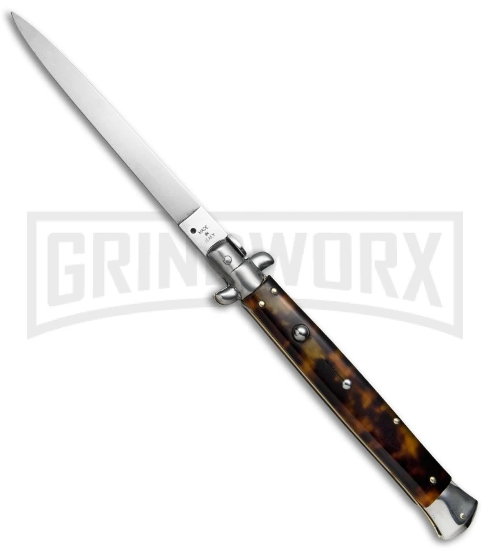 SKM 13" Tortoise Acrylic Italian Stiletto Automatic Knife - Flat 1 SKM 13" Tortoise Acrylic Italian Stiletto Automatic Knife - Flat