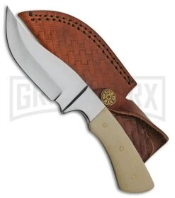 Tallen Bare Dock White Smooth Bone Fixed Blade Knife - Satin Plain