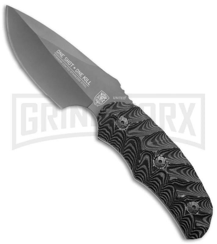 United Cutlery SOA Titanium Hunter Micarta Fixed Blade Knife - Gray Plain 1 United Cutlery SOA Titanium Hunter Micarta Fixed Blade Knife - Gray Plain
