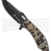 US Marines Camo Spring Assisted Knife - Black Stonewash Plain