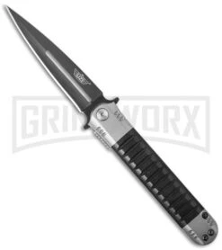 UZI Covert Gunmetal Gray/Black Spring Assisted Knife - Black Plain